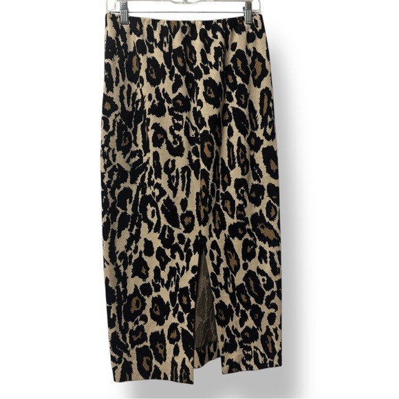 Diane Von Furstenberg Animal Print Knit Cotton Midi Skirt - Picture 4 of 8